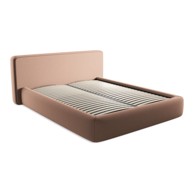 MAKAMII Tapecirani bračni krevet Kiana 160x200 cm s podnicom i prostorom za odlaganje, svijetlo ružičasti