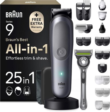BRAUN višenamjenski trimer Multigroom All-in-One Series 9 25 u 1, AIO9565, sivi