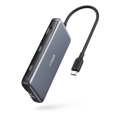 ANKER USB Hub A83830A2, 8u1, USB-C na 2xUSB-A 3.2, 2x USB-C, HDMI, RJ45, SD/MicroSD