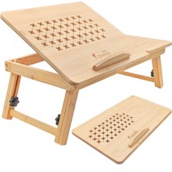 SEVERNO Stol za laptop HAPPY SUNDAY, sklopivi, podesivi, drveni, s ventilacijom