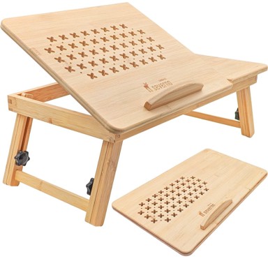 SEVERNO Stol za laptop HAPPY SUNDAY, sklopivi, podesivi, drveni, s ventilacijom