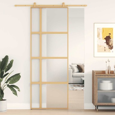 Klizna vrata, 76 x 205 cm, zlatna, matirano ESG staklo i aluminij