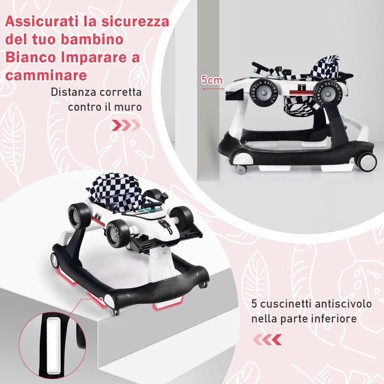 COSTWAY Hodalica za bebe 4-u-1, 73x64x50,5/53,5/55,5 cm, bijela