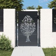 Vrtna vrata antracit 105 x 130 cm čelična s uzorkom stabla