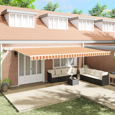 Ručna uvlačiva tenda 600x300 cm, s led, žuta i narančasta