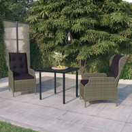 3 dijelni vrtni blagovaonski set smeđi, dužina stola 80 cm