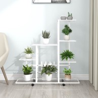 Stalak za cvijeće s kotačima 94,5 x 25 x 92,5 cm bijeli metalni