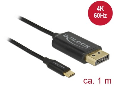 DELOCK USB-C na DisplayPort kabel, DP Alt Mode, 4K 60 Hz, 1 m