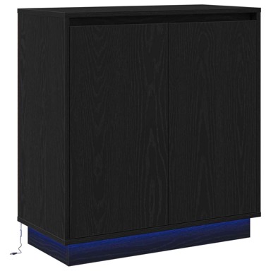Komoda s LED svjetlom 71x34,5x75 cm konstruirano drvo, crni hrast