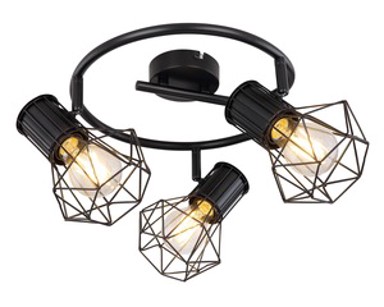 Stropni reflektor Priska, 3xE27, IP20, crna