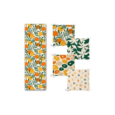 MILA HOME Nadstolnjak i set jastuka za sjedenje, 5 kom Orange