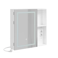 Kupaonski ormarić s ogledalom i LED svjetlom, MDF, 60 x 15,5 x 60 cm, bijeli