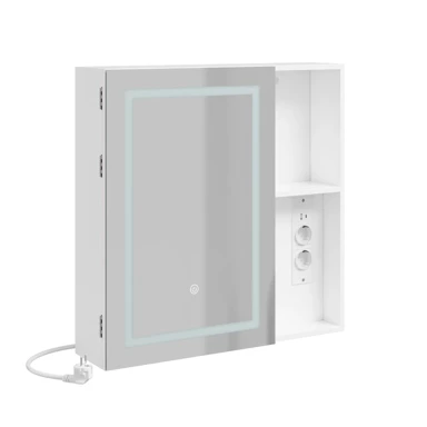 Kupaonski ormarić s ogledalom i LED svjetlom, MDF, 60 x 15,5 x 60 cm, bijeli