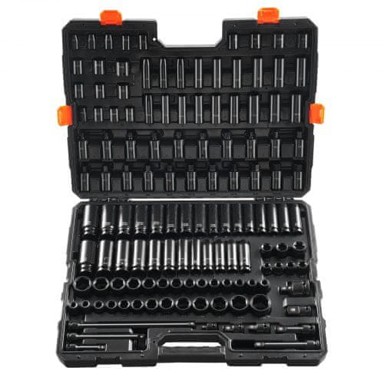 VEVOR Set udarnih nasadnih ključeva, 130 kom, 53x41x9 cm, crni