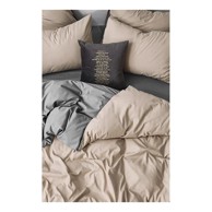 MILA HOME Posteljina 200x220 cm za bračni/produženi krevet od renforce pamuka s uključenom plahtom 4-dijelna siva/bež