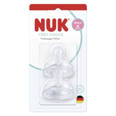NUK Sisač silikon First Choice Flow Control, 6 m+, 2 kom
