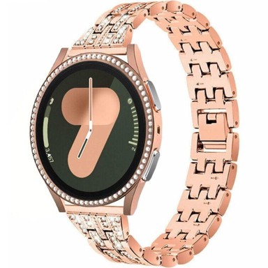 GS Narukvica sa zaštitnom maskicom i ugrađenim staklom za Samsung Galaxy Watch7, 40 mm, ružičasto zlatna