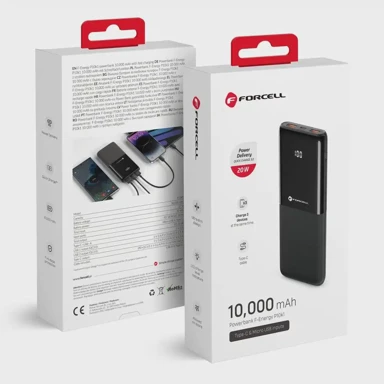 FORCELL Power bank F-Energy P10k1, PD 20W, QC, 10000 mAh, crni