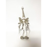 Božićni ukras sjedeći anđeo s LED svjetlom, 60 cm, krem