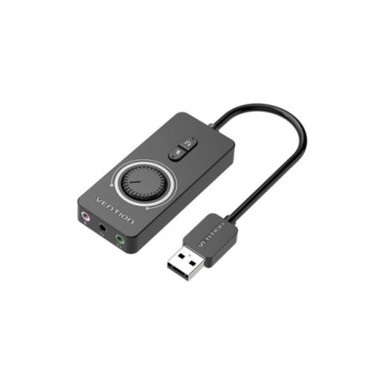 VENTION USB 2.0 vanjski stereo adapter sa kontrolom glasnoće, 0,5 m, USB-A na 3,5 mm TRRS, PVC