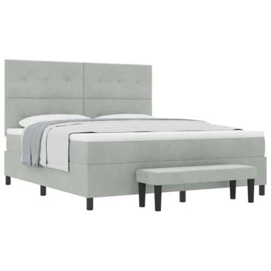 Box Spring krevet s madracem, svjetlosivi, 180x200 cm, baršun