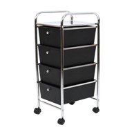 PREMIER HOUSEWARES Crni/u srebrnoj boji plastični regal na kotačima 33x79 cm 