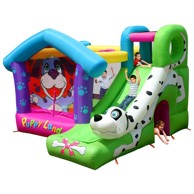 HAPPY HOP Dvorac na napuhavanje Puppy Land Dog, s toboganom