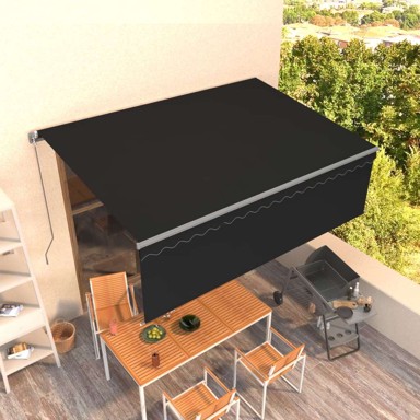 Tenda na ručno uvlačenje s roletom, 4,5 x 3 m, antracitna