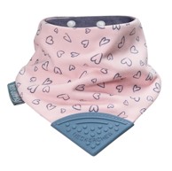 CHEEKY CHOMPERS Podbradnjak/marama Premium s grizalom Napravljen s ljubavlju, roza