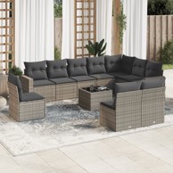 11-dijelni set vrtnih sofa od poliratana s jastucima sivi