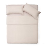 KAVE HOME Posteljina sivo-bež za krevet za jednu osobu/za produženi krevet od mješavine lana 150x220 cm