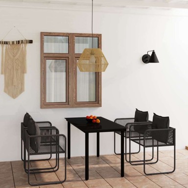 Vrtna garnitura, 5-dijelni vrtni blagovaonski set, dužina stola 140 cm, crna