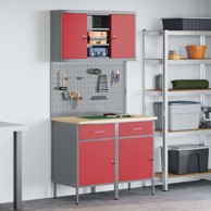 Set radnog stola od 6 dijelova, crveni čelik