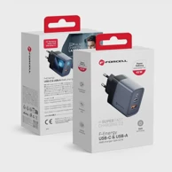 FORCELL Punjač F-Energy GaN, 45W, USB C + USB A, PD i QC4.0