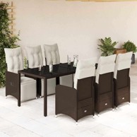 7-dijelni vrtni bistro set od poliratana s jastucima 190 x 90 x 75 cm, smeđi
