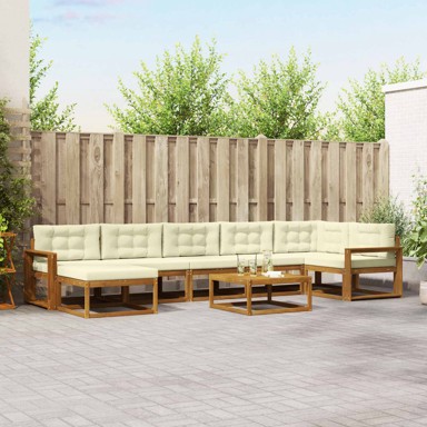 Set vanjskih sofa s jastukom, 8 kom, prirodna i krem