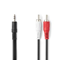 NORTHIX Stereo audio kabel 3,5 mm muški – 2 × RCA muški, 15 m, crni