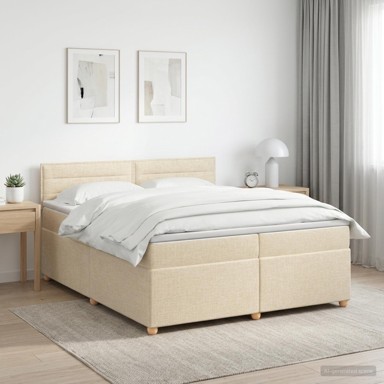 Boxspring krevet s madracem 200 x 200 cm, tkanina, krem