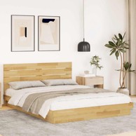 Okvir kreveta uzglavljem bez madraca 150x200 cm puno drvo hrast