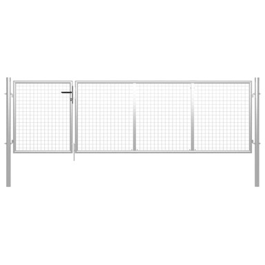 Dvorišna vrtna vrata čelična 350 x 100 cm srebrna, 350 x 100 cm, srebrno