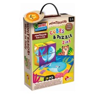 LISCIANI Puzzle i kocke Montessori Wood 2u1, 28 dijelova