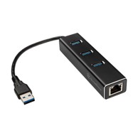 SILVERSTONE USB hub SST-EP04 3-Port USB 3.0 s Gigabit Ethernetom, crni SST-EP04