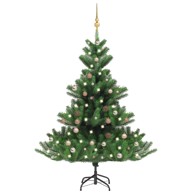 Umjetno drvce kavkaška jela, LED, kuglice, 150x120 cm, zelena, ruže