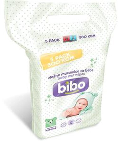 BIBO Baby vlažne maramice s ekstraktom masline, 5x60/1