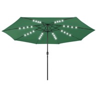 Vrtni suncobran s LED svjetlima 400 cm, zelena