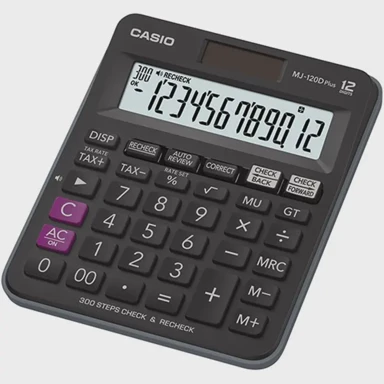 CASIO Kalkulator OFFICE MJ-120D PLUS BLACK , 12 DIGIT DISPLAY