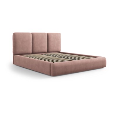 MAZZINI BEDS Tapecirani bračni krevet Brody 160x200 cm s podnicom i prostorom za pohranu, svijetlo ružičasti