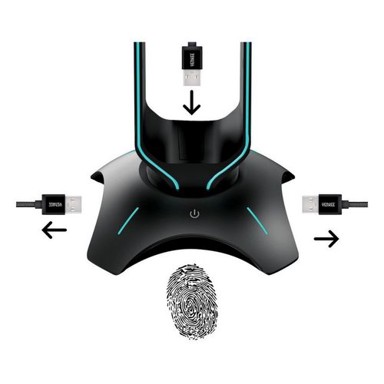 YENKEE Stalak za slušalice YHB 3003, s USB razdjelnikom, RGB osvjetljenje, crni