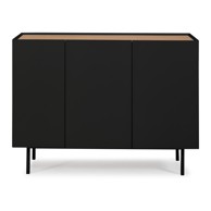 Crna/u prirodnoj boji niska komoda u dekoru hrasta, 110x85 cm