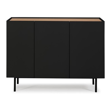 Crna/u prirodnoj boji niska komoda u dekoru hrasta, 110x85 cm